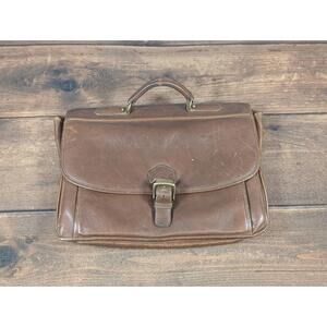 Aston Madison Bag Large Brown Leather Briefcase Top Handle USA Front Buckle‎